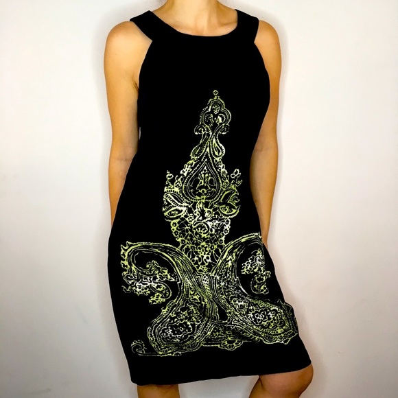 Printed Design Black Dress - Picture 1 of 7